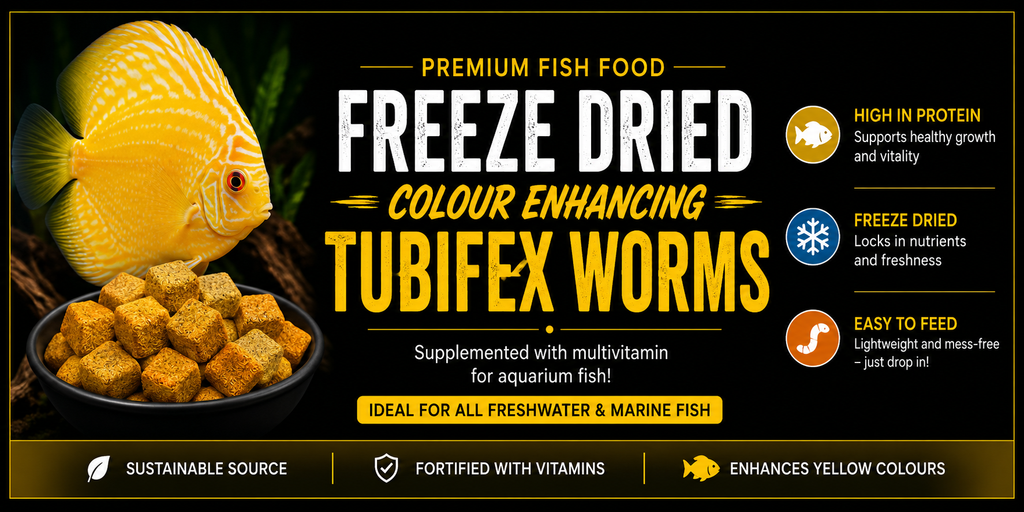 Premium Freeze Dried Tubifex Worm Cubes Yellow Colour Enhancing