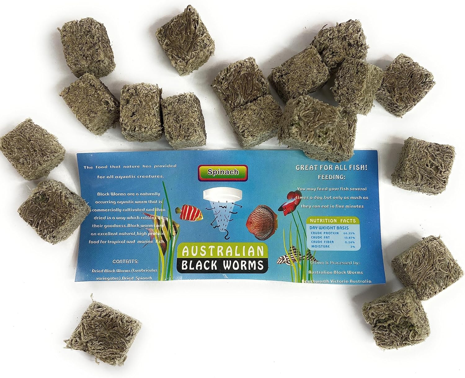 Australian Freeze Dried Blackworm Cubes With Baby Spinach 🥬